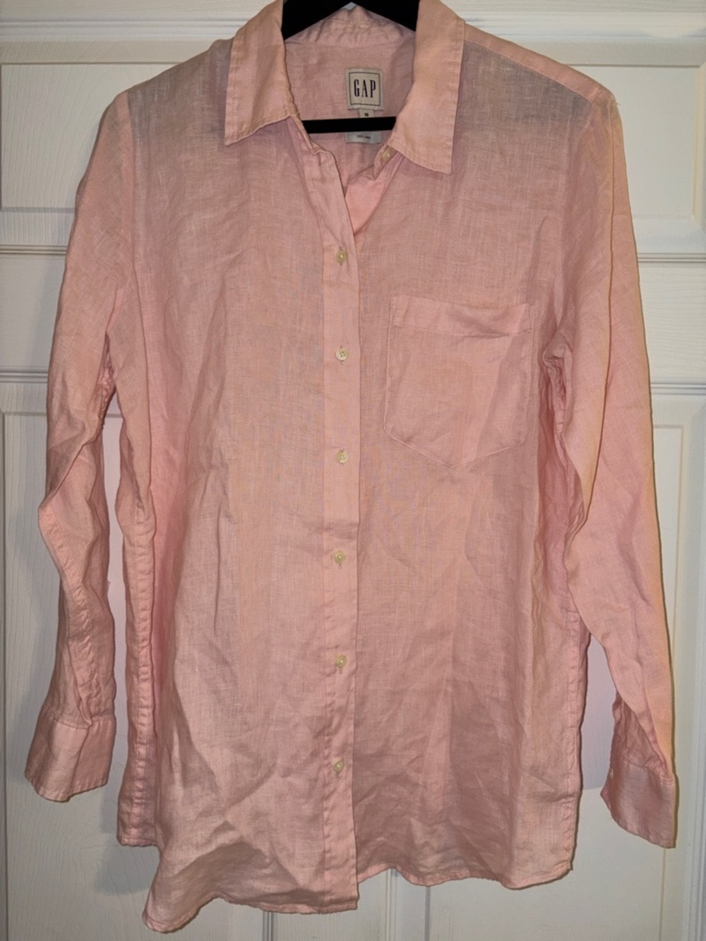 Gap 100% Linen Boyfriend Button Down Shirt - Light Pink/Peach- size M